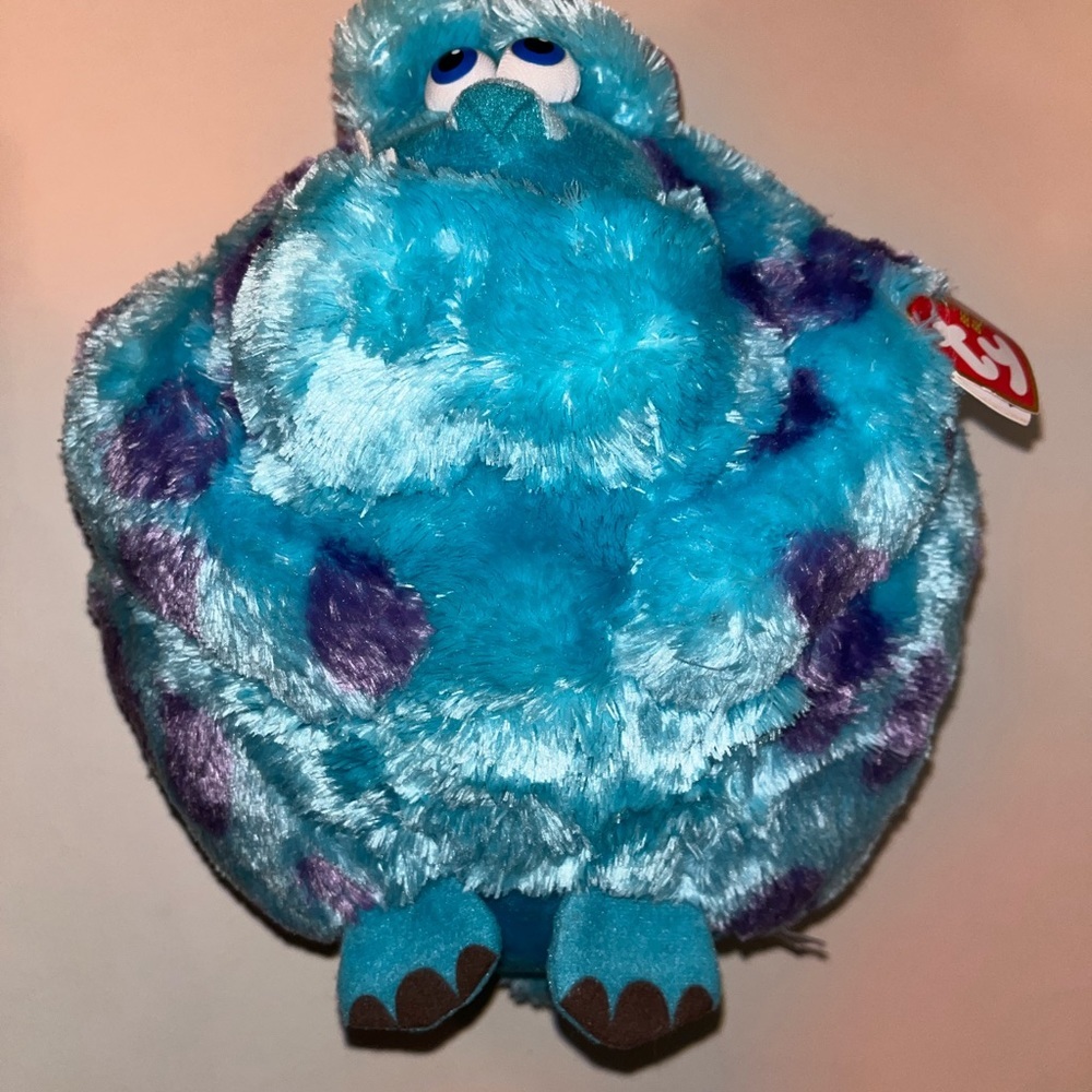 TY Disney Monsters Inc. SULLEY IN BALL SHAPE 7" STUFFED ANIMAL Beanie Ballz  NEW